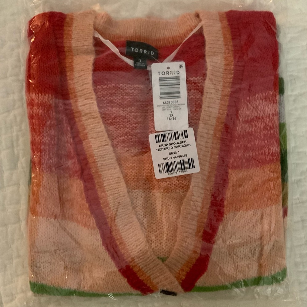 Torrid Vibrant Red and Pink Cardigan